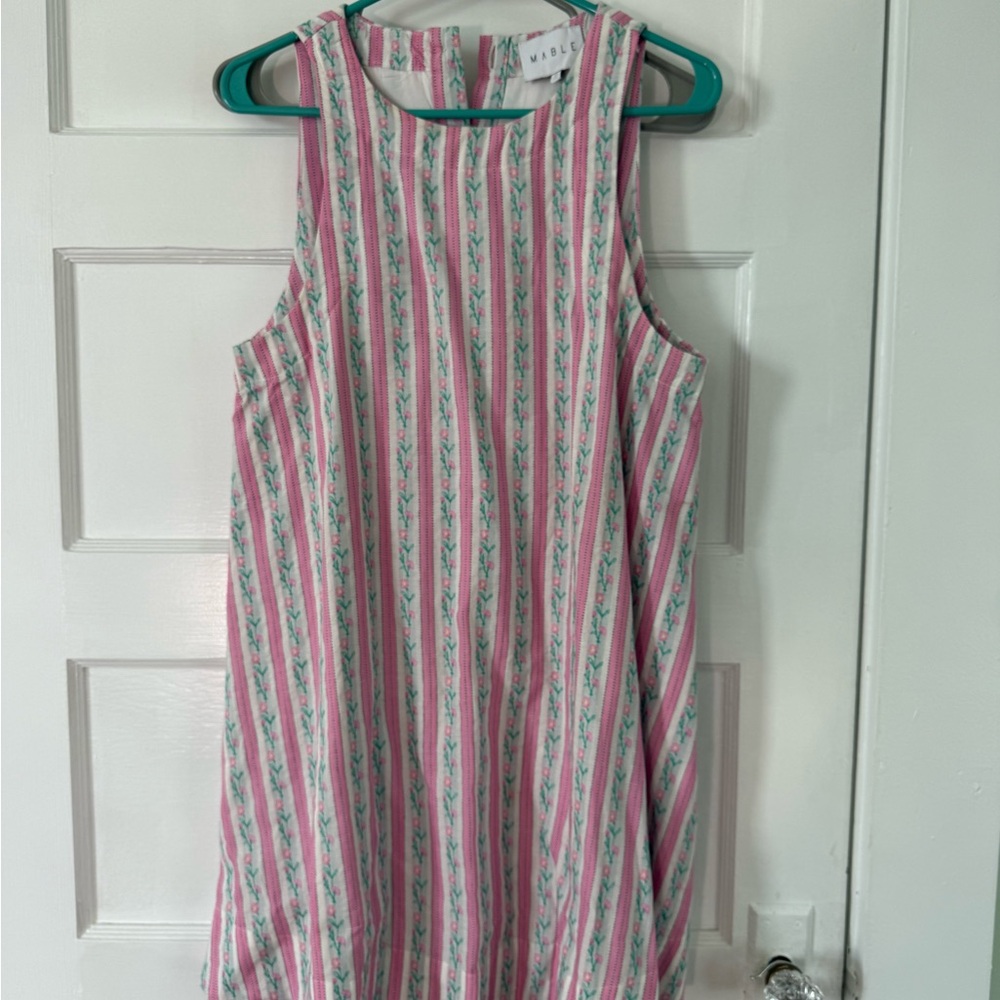 MARBLE Pink and Green Floral Striped Top
